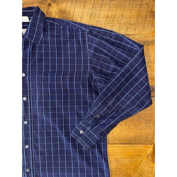 Mens Luciana Barbera Blue Dark Purple Soft Made in Italy Button Down Shirt L - Picture 2 of 6